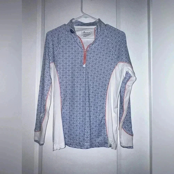 Peter Millar Ladies Lightweight Sun Shirt Blue Marine / Saffron - Picture 1 of 3